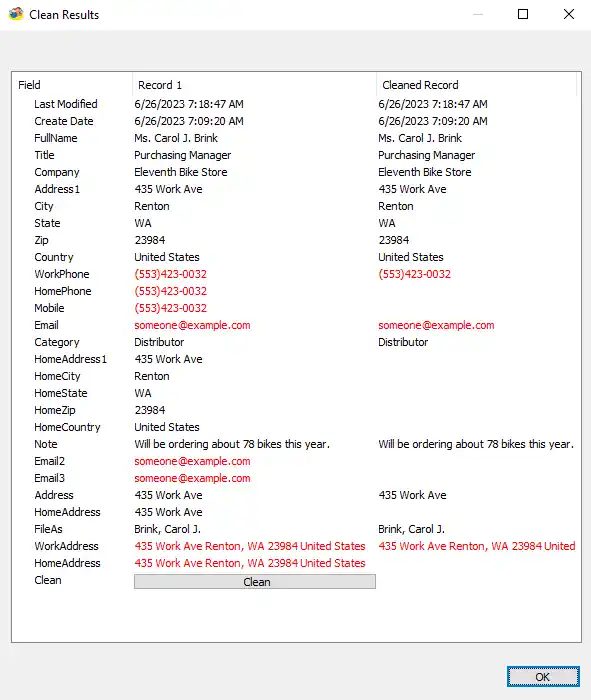 Cl Duplicate Remover clean function in action
